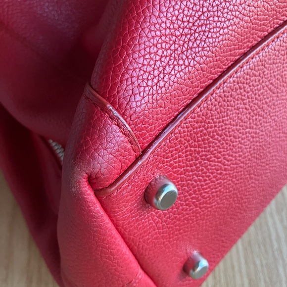 COACH Edie Refined Pebble Leather Lux Jasper Red Shoulder Bag - Picture 13 of 16